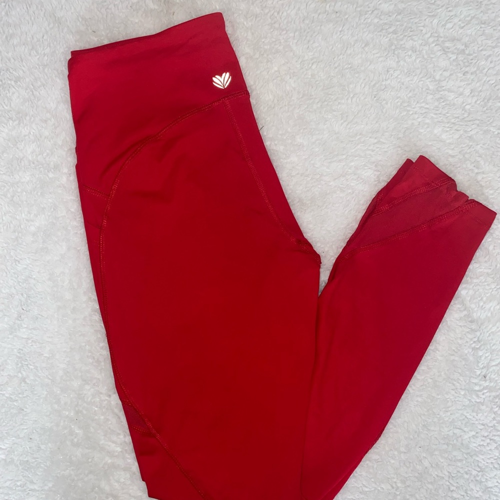 Bright red workout leggings